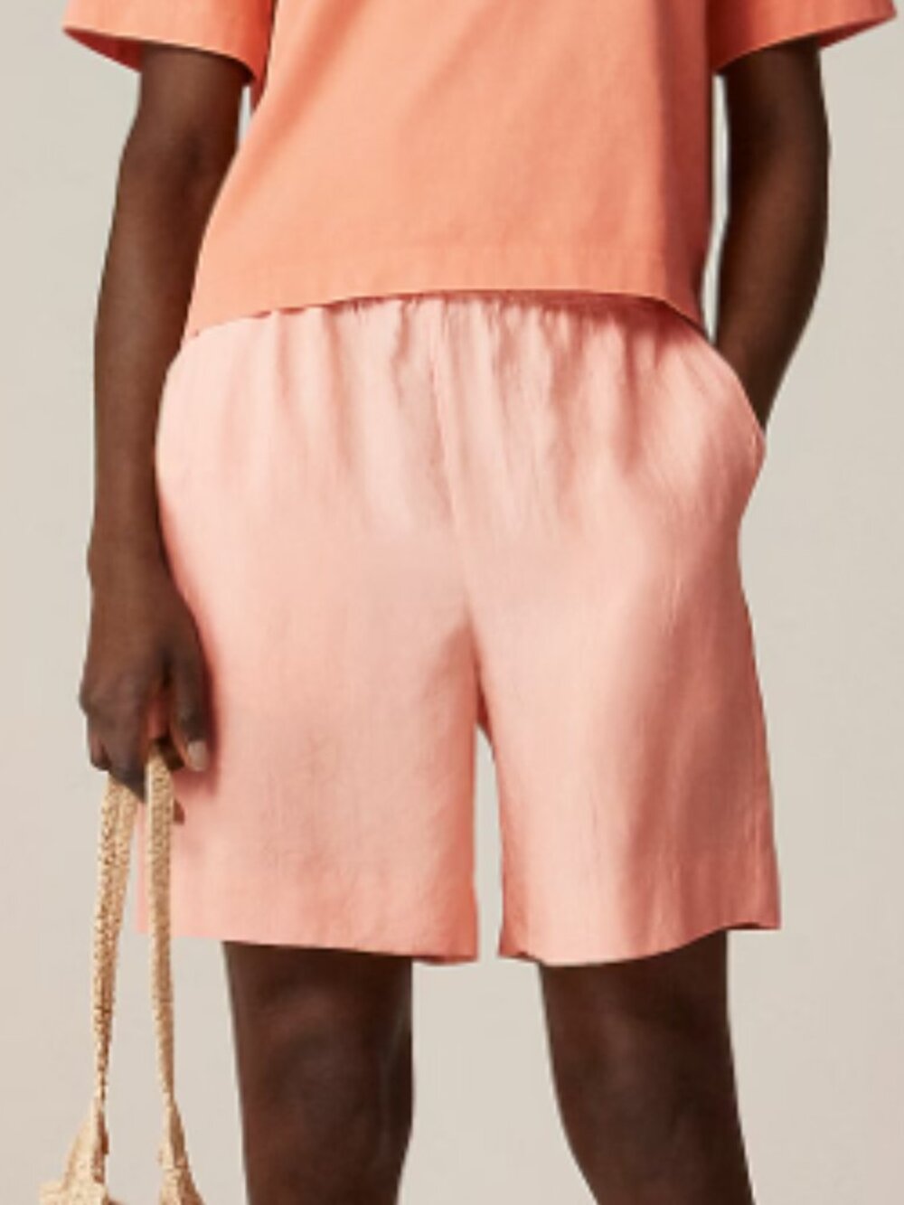 Nwt J. Crew 7" Stratus short in textured satin Blushed Peach Size M